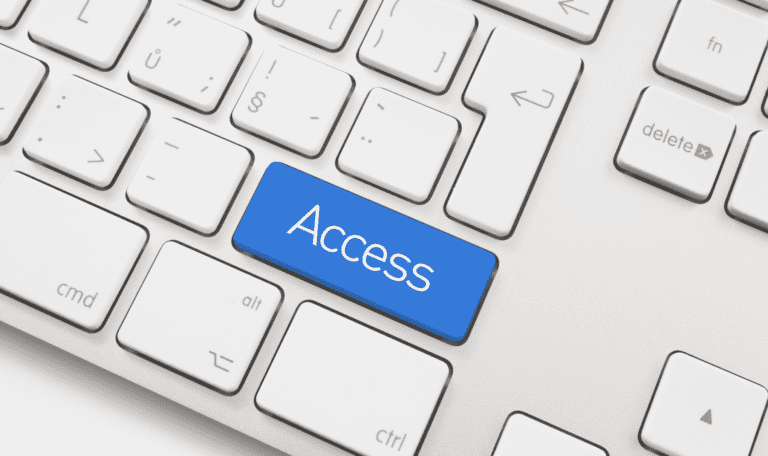 a grey keyboard with the word "access" written on a key and highlighted in blue